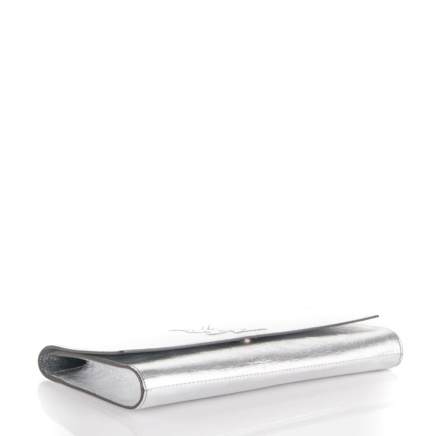 Metallic Calfskin Monogram Large Belle De Jour Clutch Silver