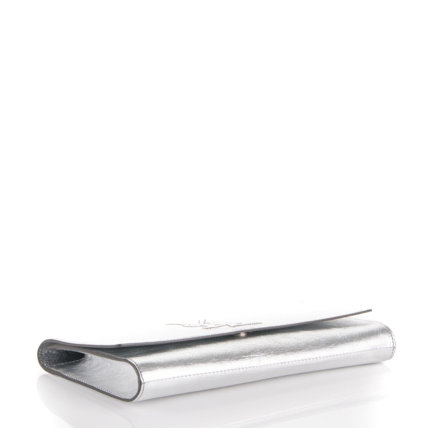 Saint Laurent Metallic Calfskin Monogram Large Belle De Jour Clutch Silver 4 of 7