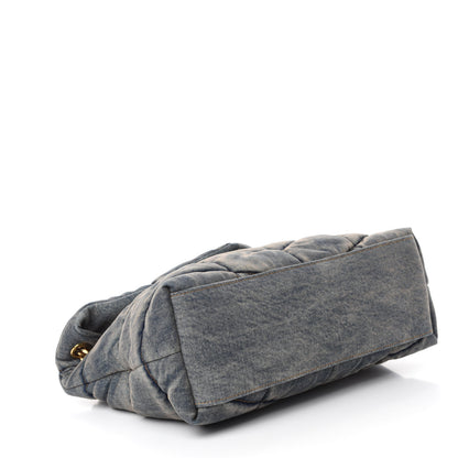 Saint Laurent Denim Quilted Medium Loulou Puffer Monogram Chain Satchel Blue Cinnamon 4 of 10