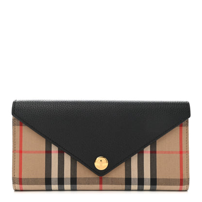 Burberry Vintage Check Grain Calfskin Halton Wallet Black 1 of 11