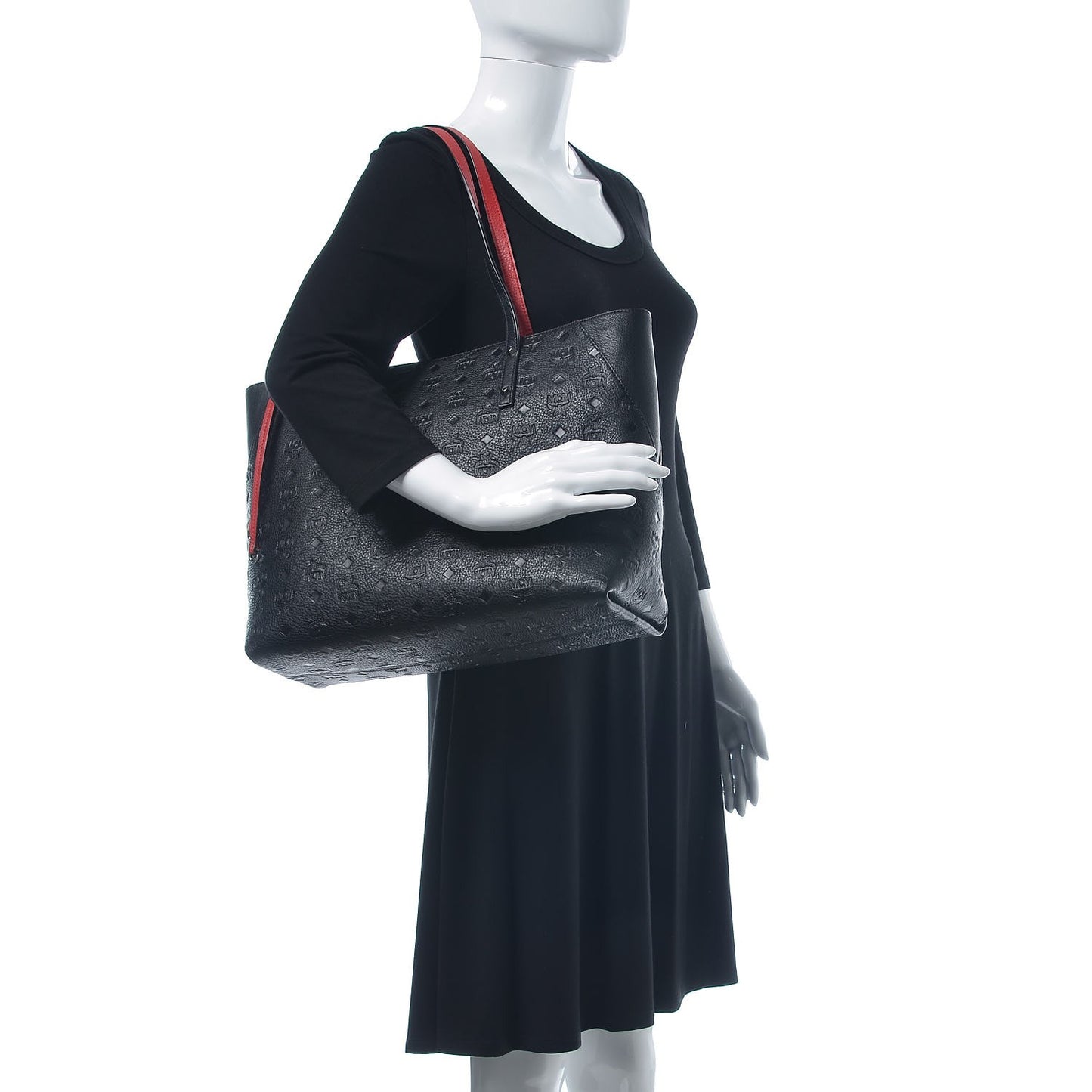 Calfskin Ottomar Monogram Medium Klara Shopper Tote Black