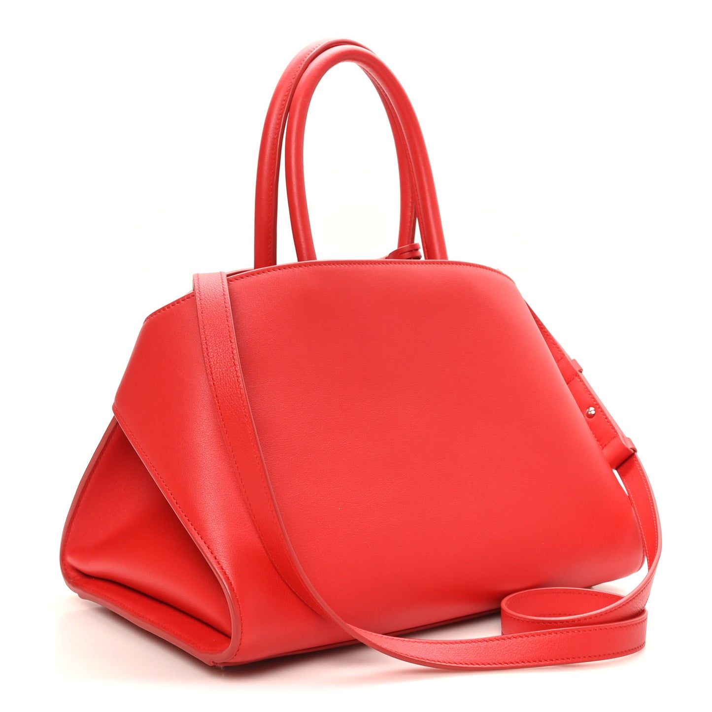 Natural Grain Calfskin Medium Hug Bag Flame Red