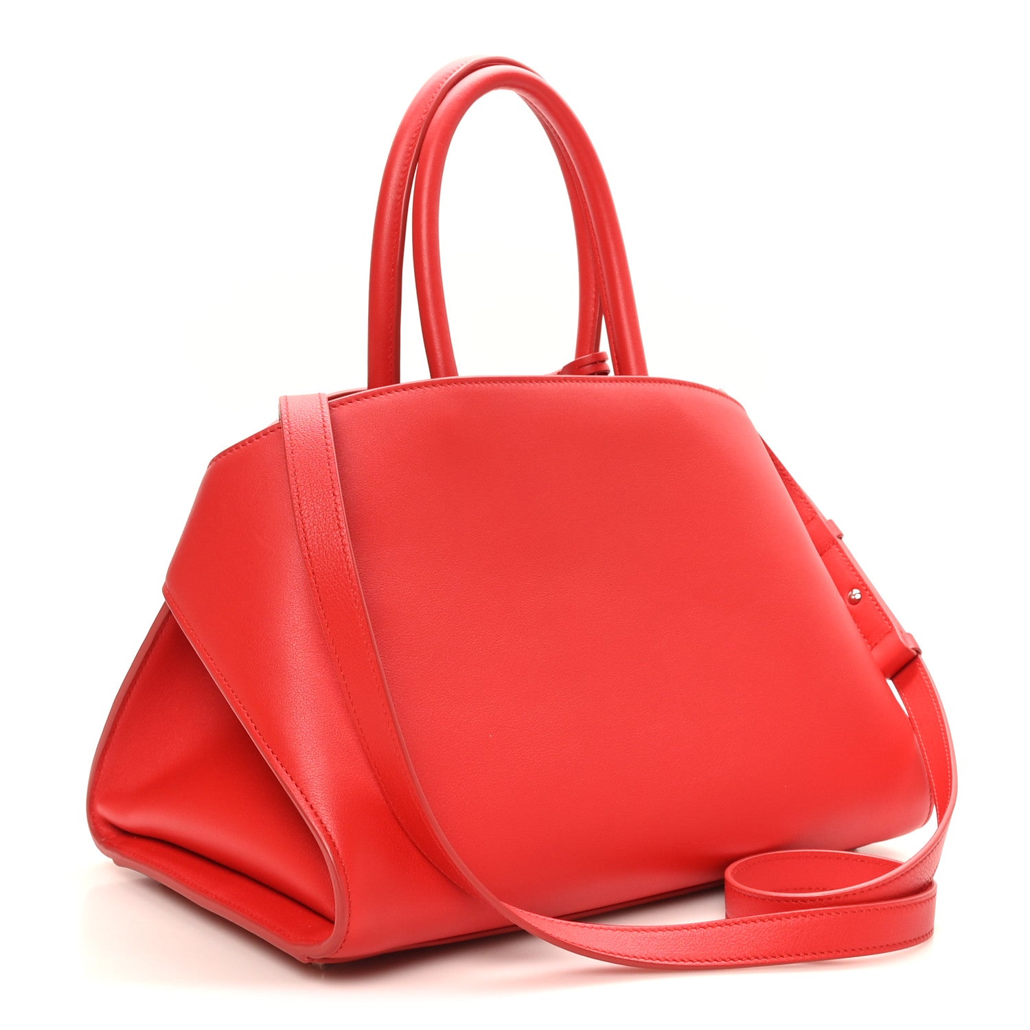 Salvatore Ferragamo Natural Grain Calfskin Medium Hug Bag Flame Red 3 of 9