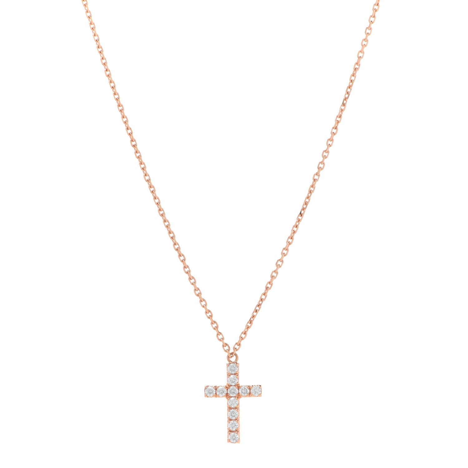Cartier 18K Pink Gold Diamond Symbols Cross Pendant Necklace 1 of 7