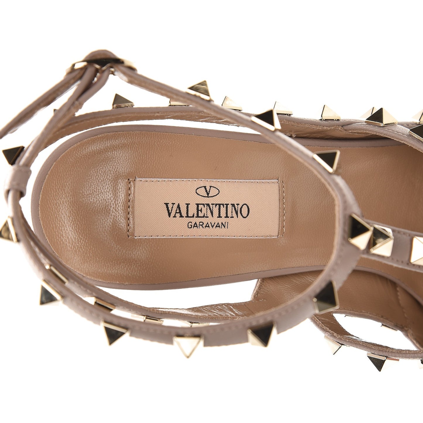 Nappa Rockstud Ankle Strap Pumps 40 Poudre
