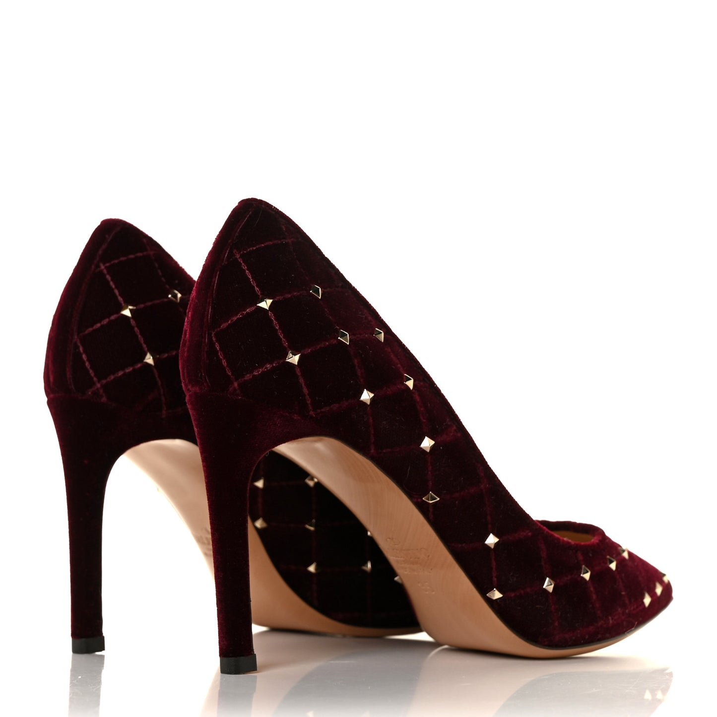 Velvet Rockstud Spike 90mm Pumps 35 Rubino