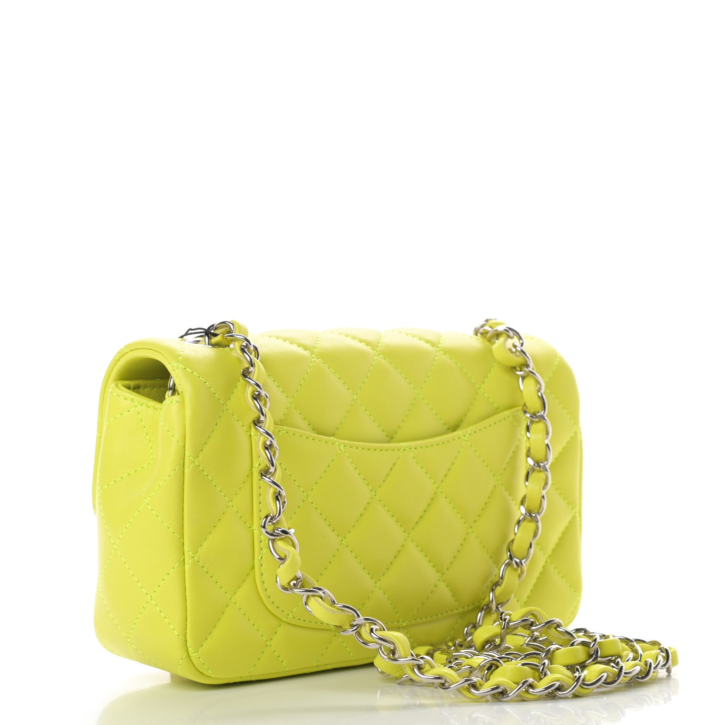 Lambskin Quilted Mini Rectangular Flap Yellow