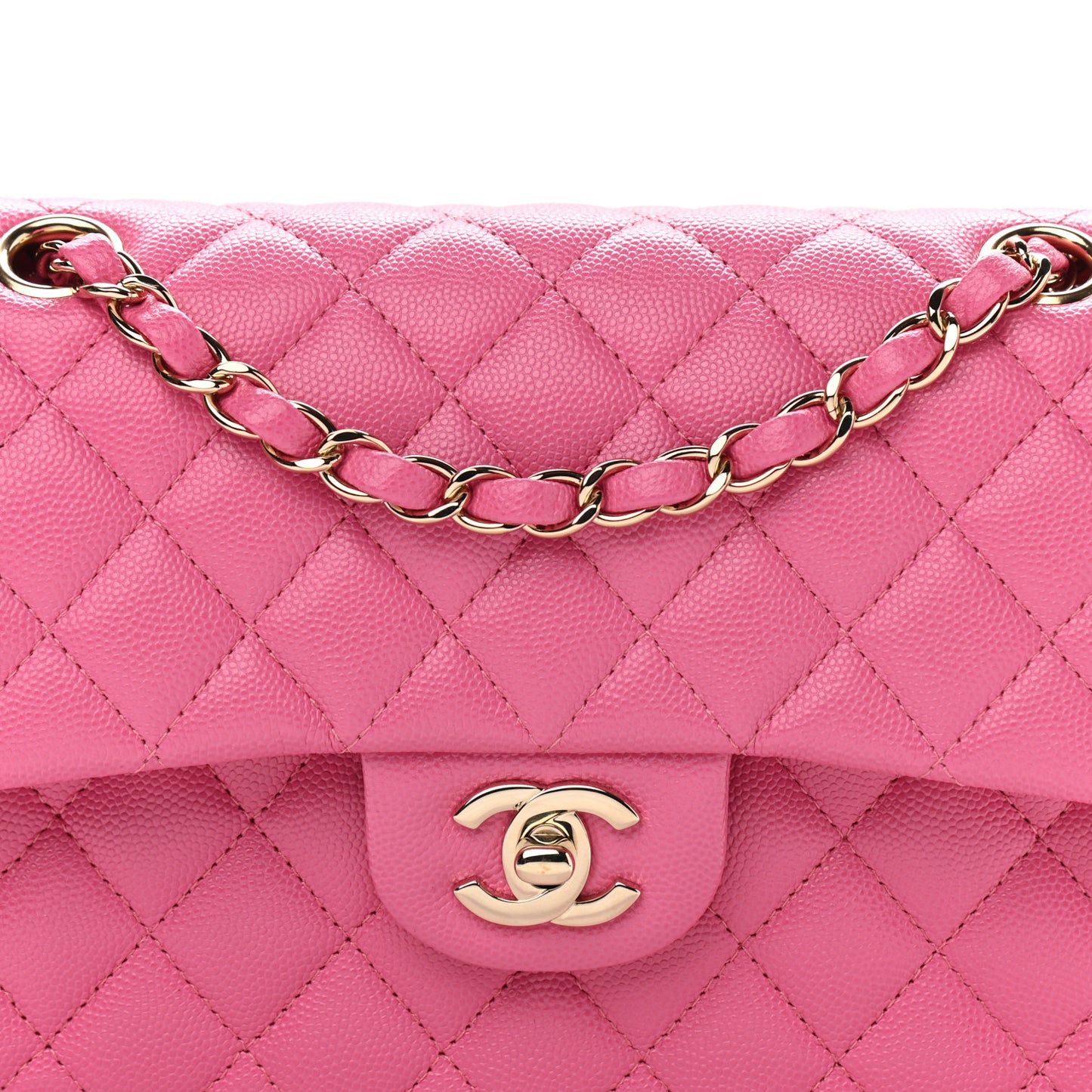 Caviar Quilted Small Double Flap Pink