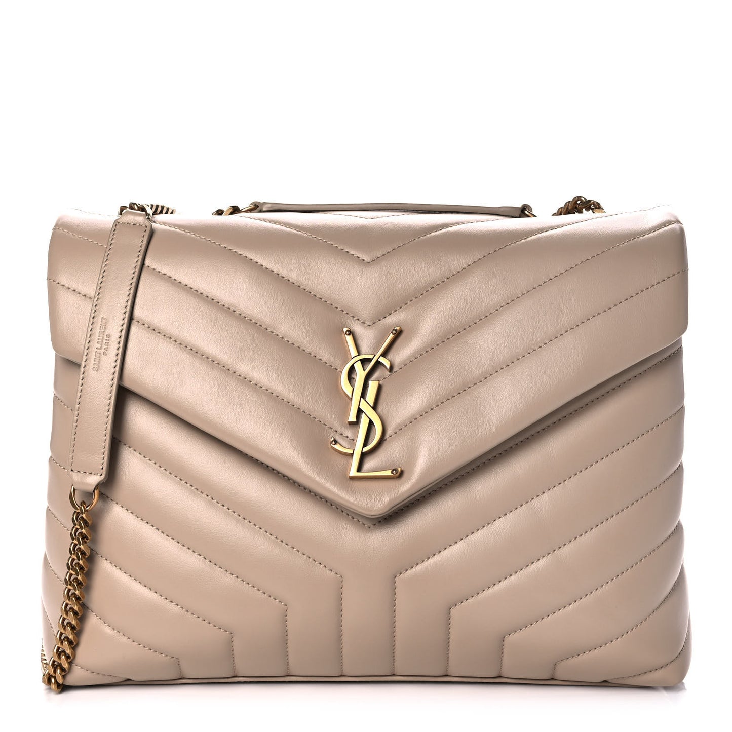 Calfskin Y Quilted Monogram Medium Loulou Chain Satchel Dark Beige