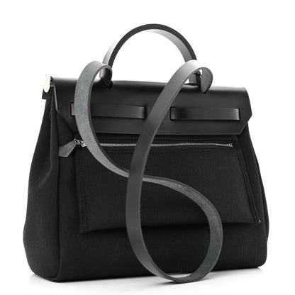 Hermes Military Toile Vache Hunter Herbag Zip Retourne 31 PM Black 4 of 14