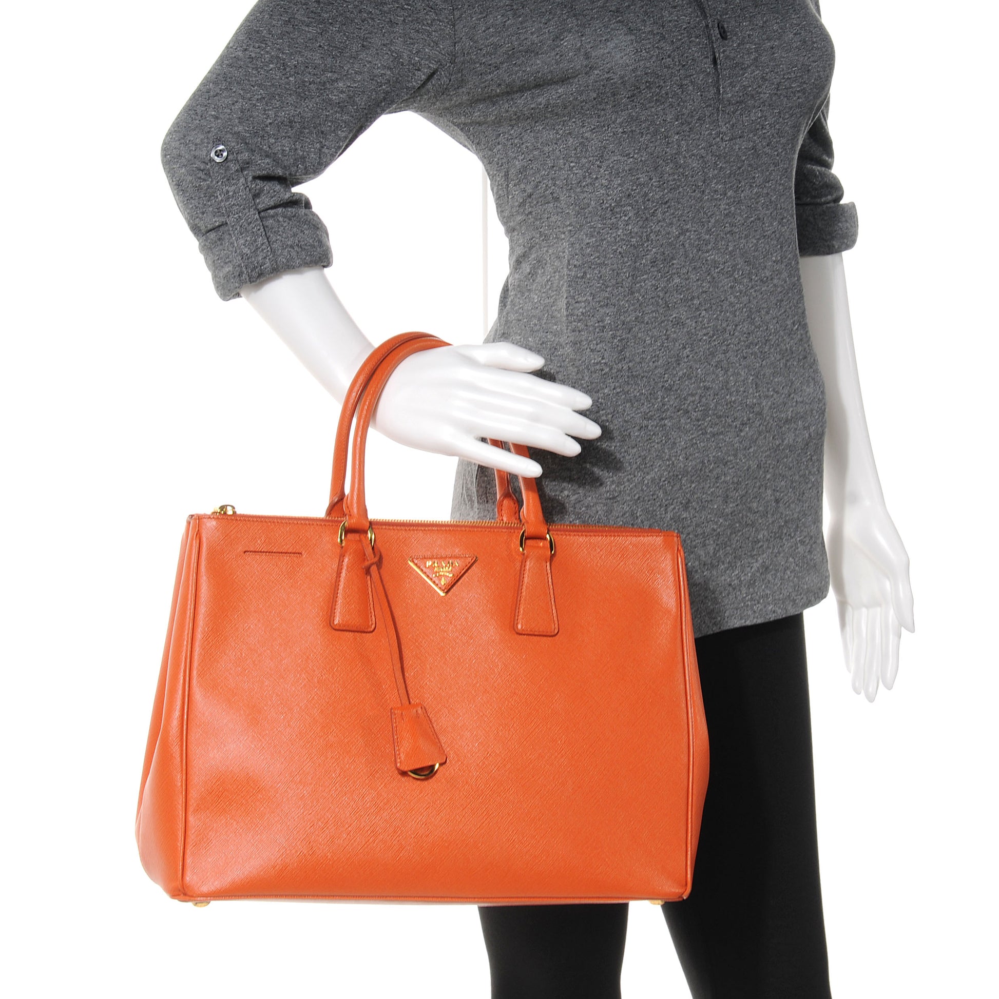 Prada Saffiano Lux Large Tote Papaya 2 of 9