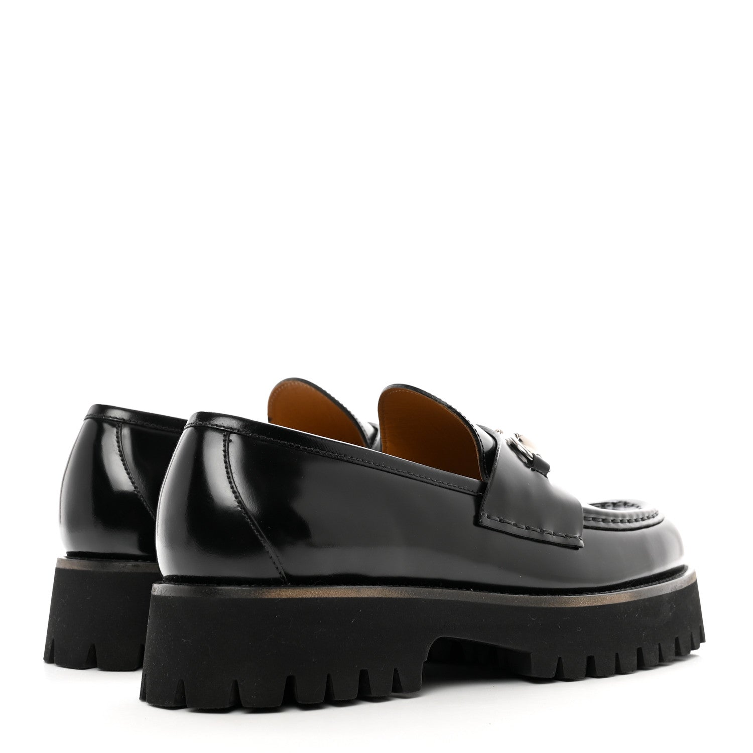 Gucci Cordovan Lux Womens Horsebit 45mm Platform Loafers 41 Black 4 of 9