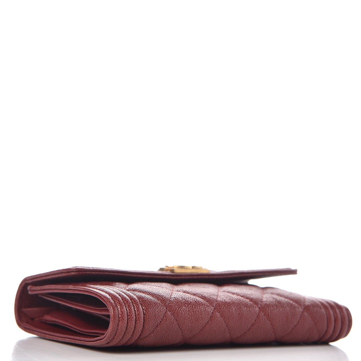 Caviar Quilted Medium Boy Flap Wallet Burgundy