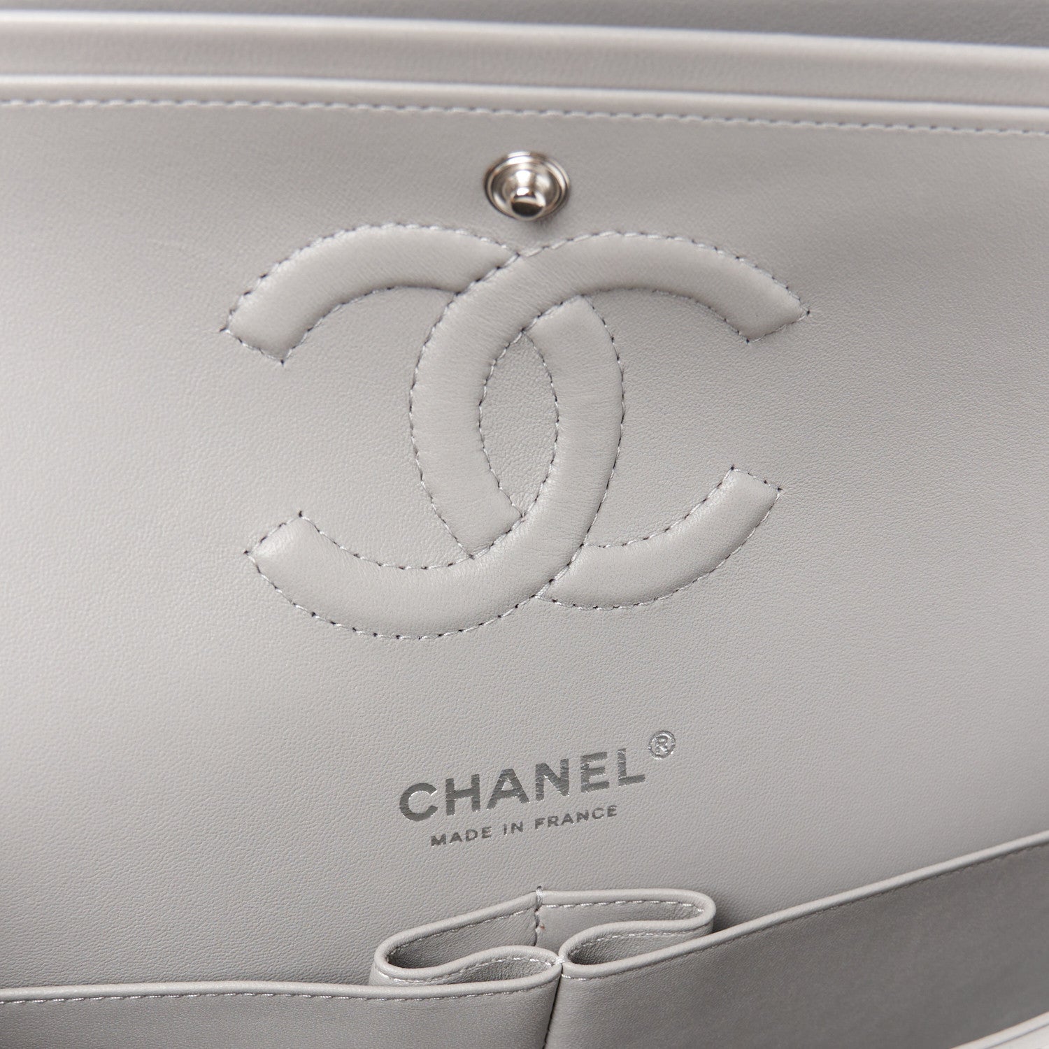 Chanel Lambskin Quilted Medium Double Flap Grey 6 of 12