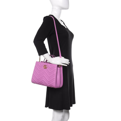 Gucci Calfskin Matelasse Small GG Marmont Tote Candy Mousse 2 of 11