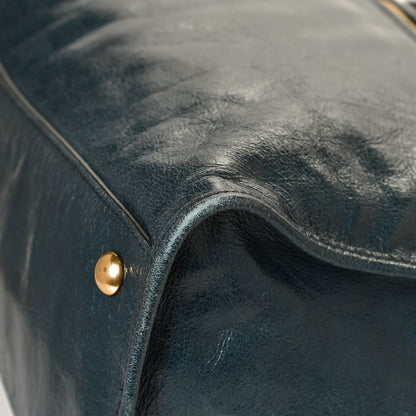 Miu Miu Vitello Shine Zip Tote Denim 11 of 12