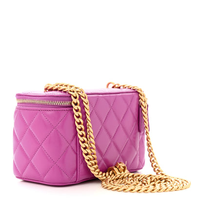 Chanel Lambskin Quilted Small Pillow Crush Vanity Case With Chain Purple 3 of 10