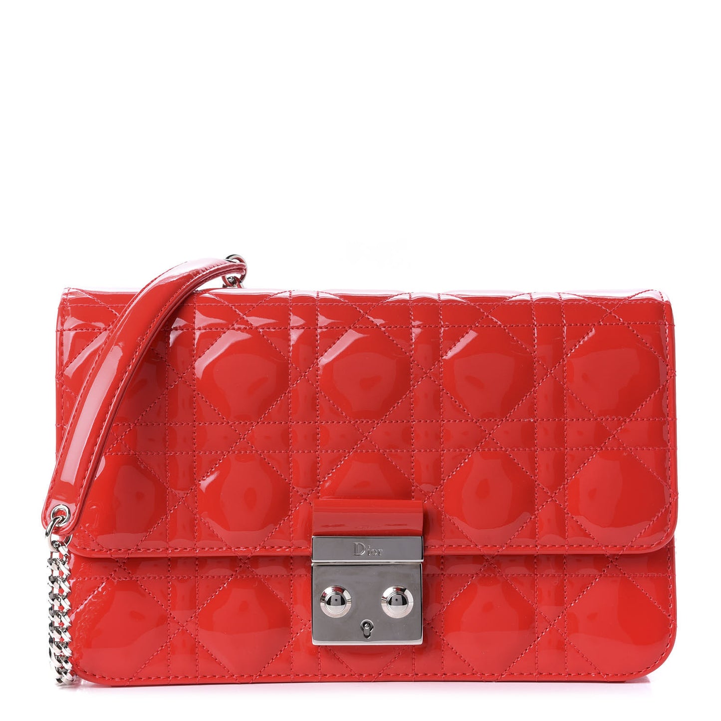 Patent Cannage Miss Dior Promenade Pouch Red