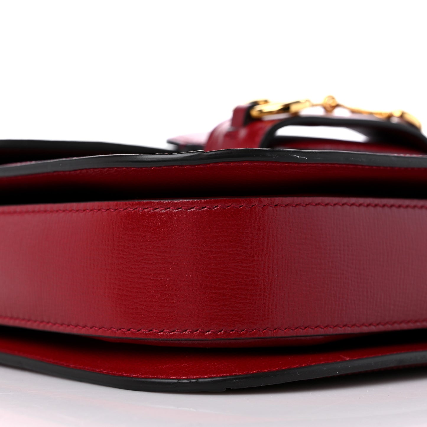 GG Supreme Monogram Azalea Calfskin Horsebit 1955 Shoulder Bag Beige Ebony New Cherry Red