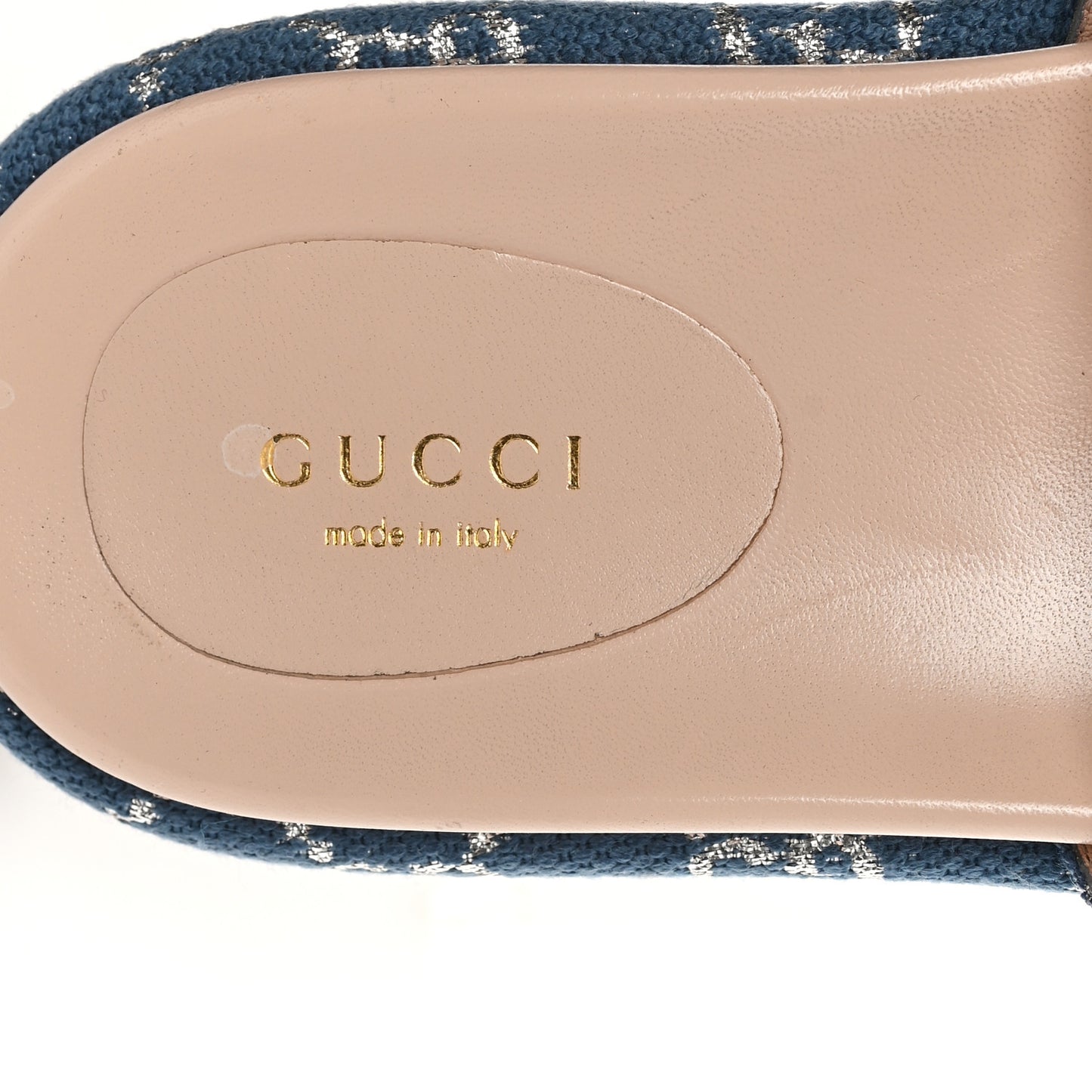 New Denim GG Monogram Angelina Platform 55mm Slide Sandals 36.5 Blue Tea