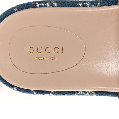 Gucci New Denim GG Monogram Angelina Platform 55mm Slide Sandals 36.5 Blue Tea 8 of 9