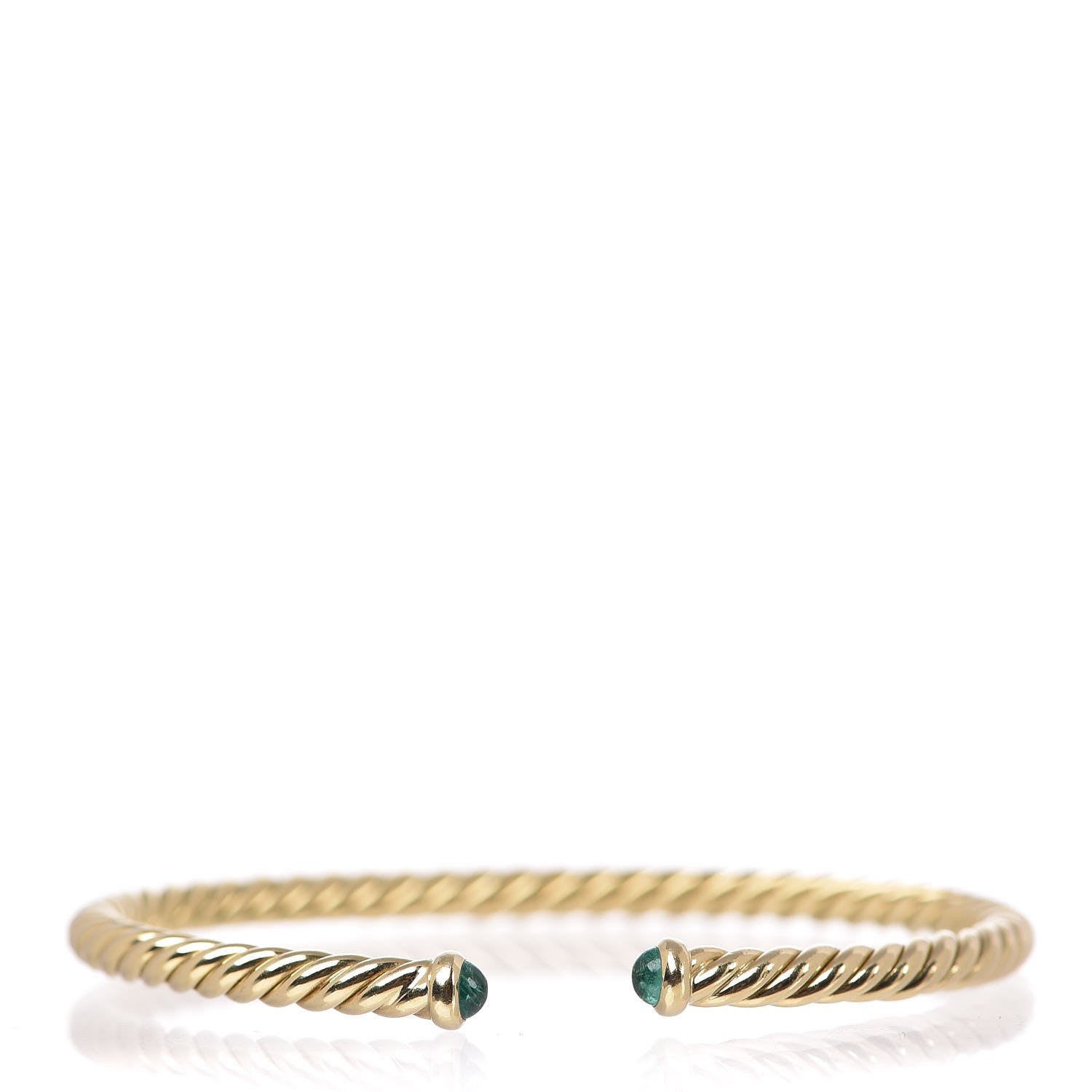 David Yurman 18K Yellow Gold Emerald 4mm Cablespira Bracelet 1 of 5