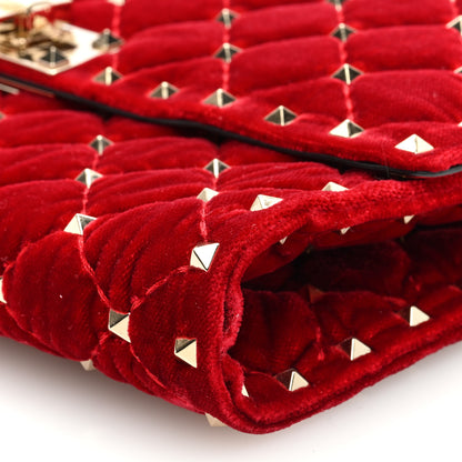 Valentino Garavani Velvet Rockstud Spike Wallet on Chain Rosso Valentino 9 of 9