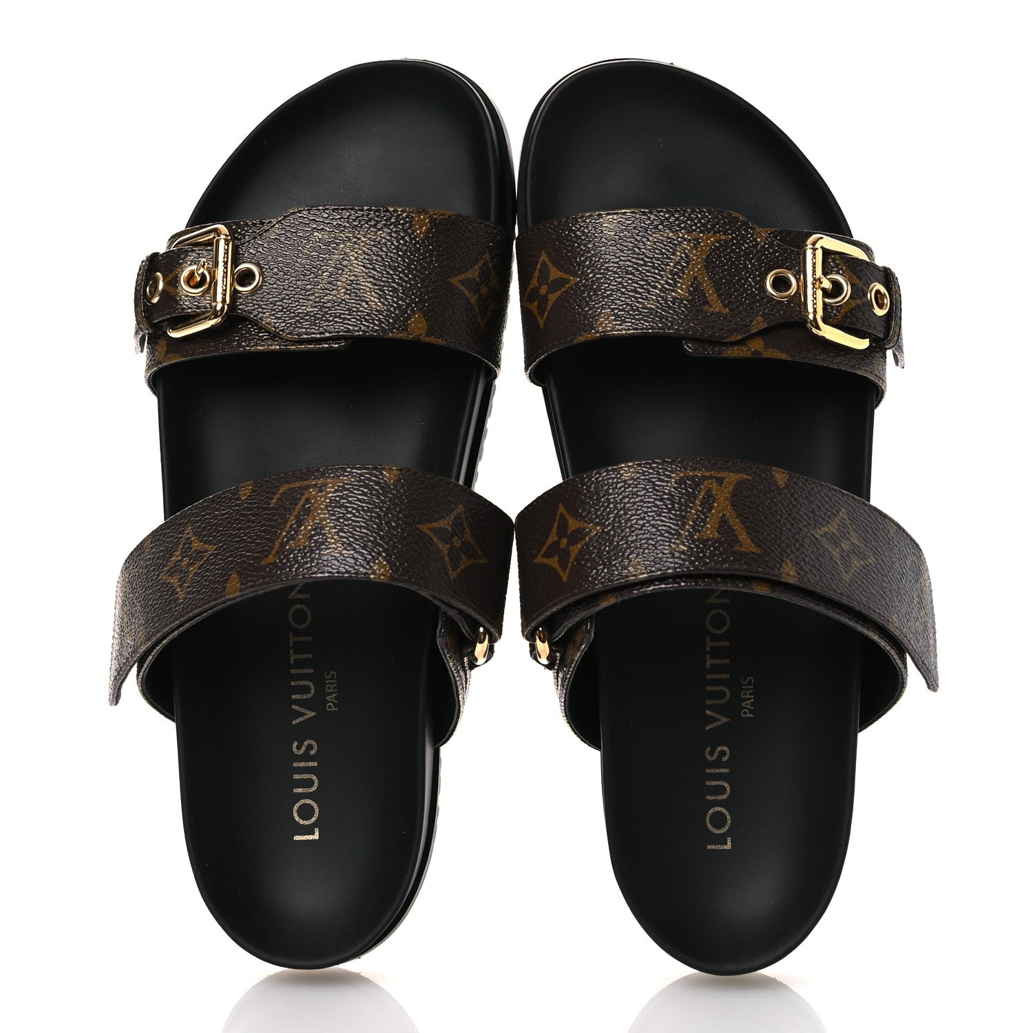 Louis Vuitton Monogram Bom Dia Mule Sandals 38 Black 2 of 12