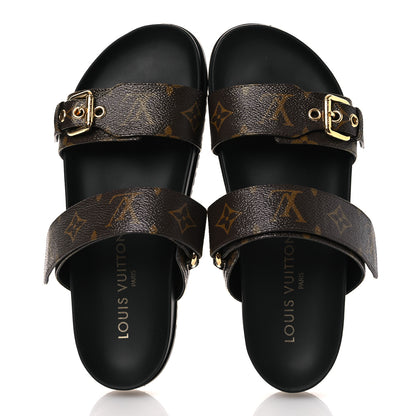 Louis Vuitton Monogram Bom Dia Mule Sandals 38 Black 2 of 12