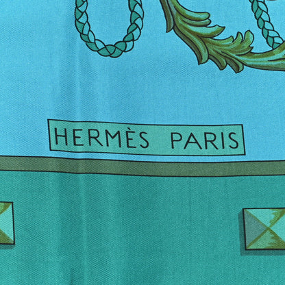 Hermes Silk Dip Dye Les Cles Shawl Giant Scarf 140 Turquoise Fonce Canard 2 of 5