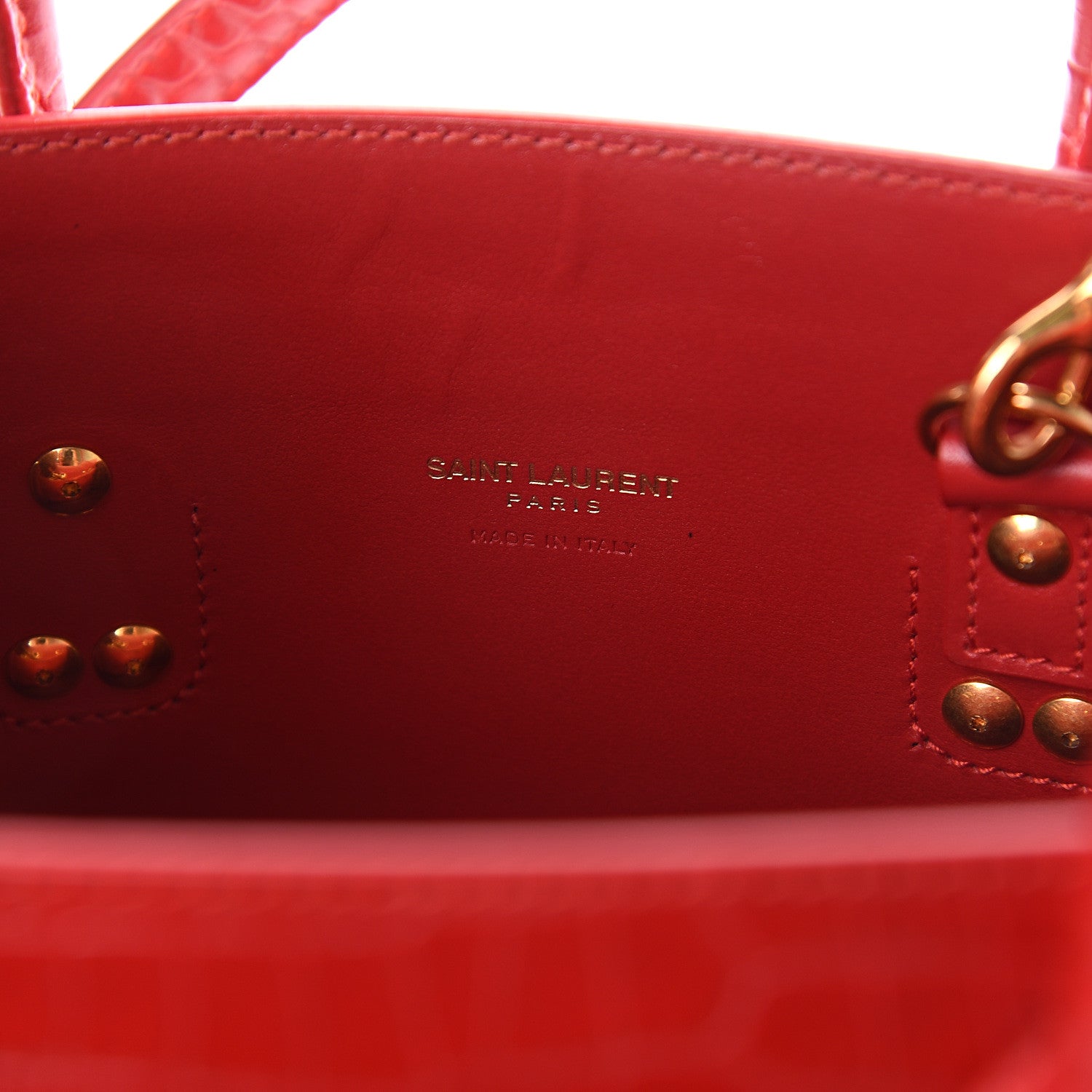 Saint Laurent Calfskin Crocodile Embossed Baby Sac De Jour Red 5 of 8