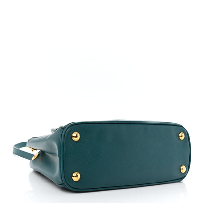 Prada Saffiano Lux Mini Double Zip Tote Ottanio 4 of 15