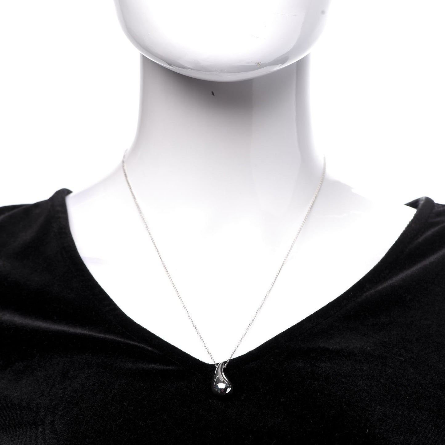 Sterling Silver 22mm Elsa Peretti Teardrop Pendant Necklace