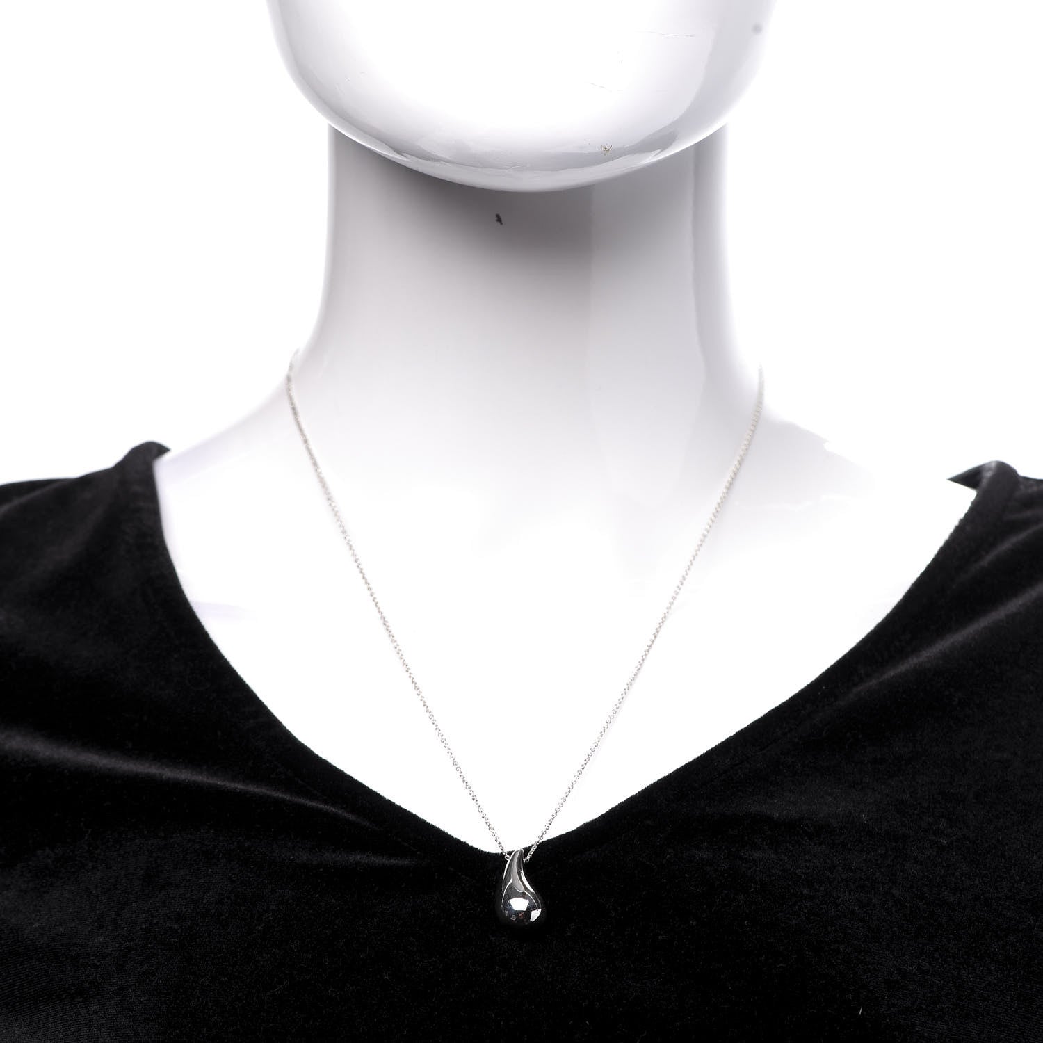 Tiffany Sterling Silver 22mm Elsa Peretti Teardrop Pendant Necklace 2 of 7
