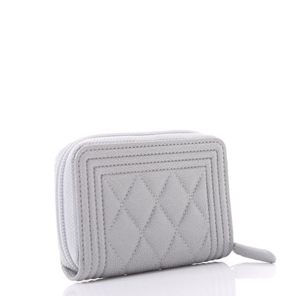Chanel Caviar Quilted Boy Zip Around Coin Purse Wallet Grey 3 of 11