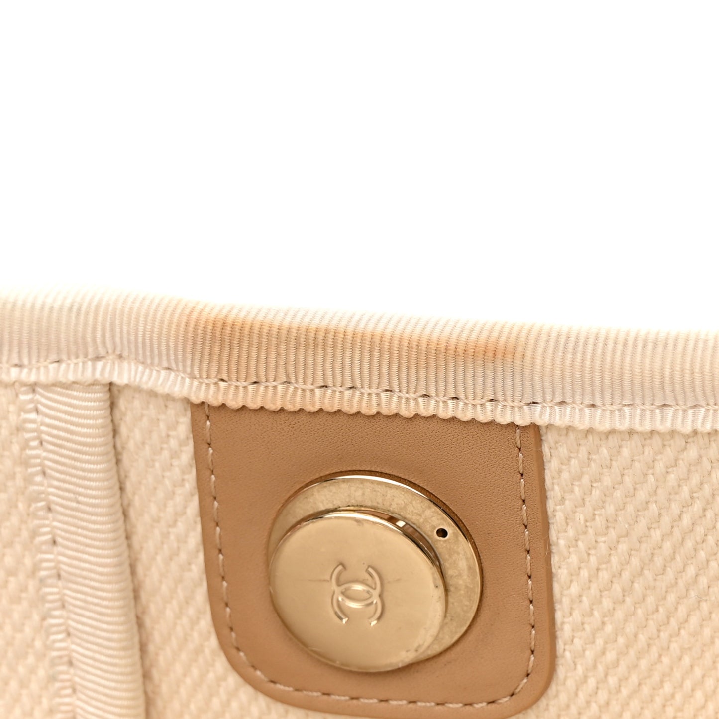 Canvas Pearl Medium Deauville Tote Ecru Beige
