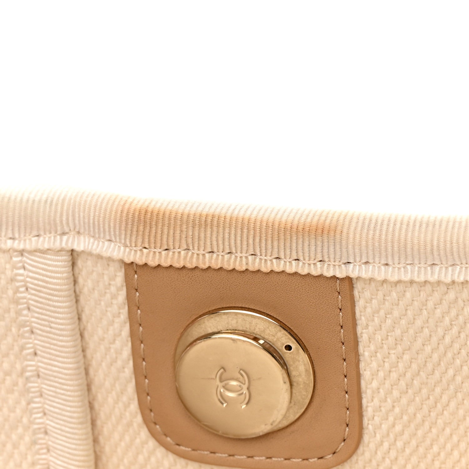 Chanel Canvas Pearl Medium Deauville Tote Ecru Beige 14 of 28