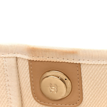 Chanel Canvas Pearl Medium Deauville Tote Ecru Beige 14 of 28