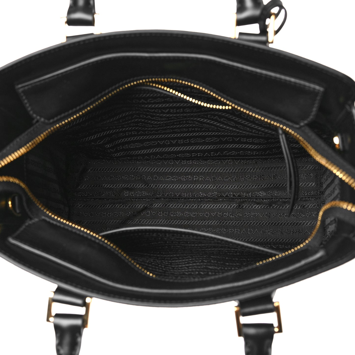 Saffiano Soft Calfskin Small Zippered Tote Black