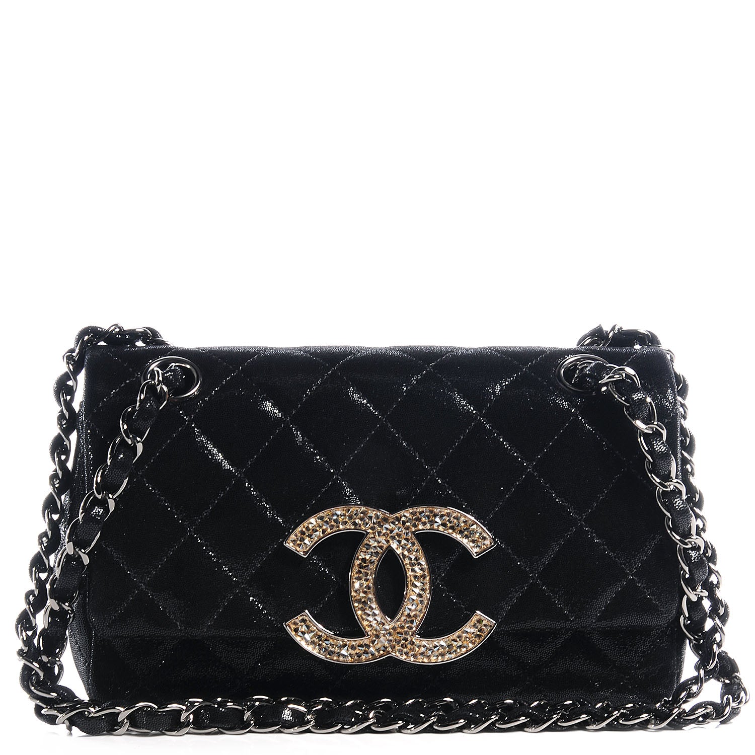 Chanel Sequin Goatskin Crystal CC Mini Flap Black 1 of 8