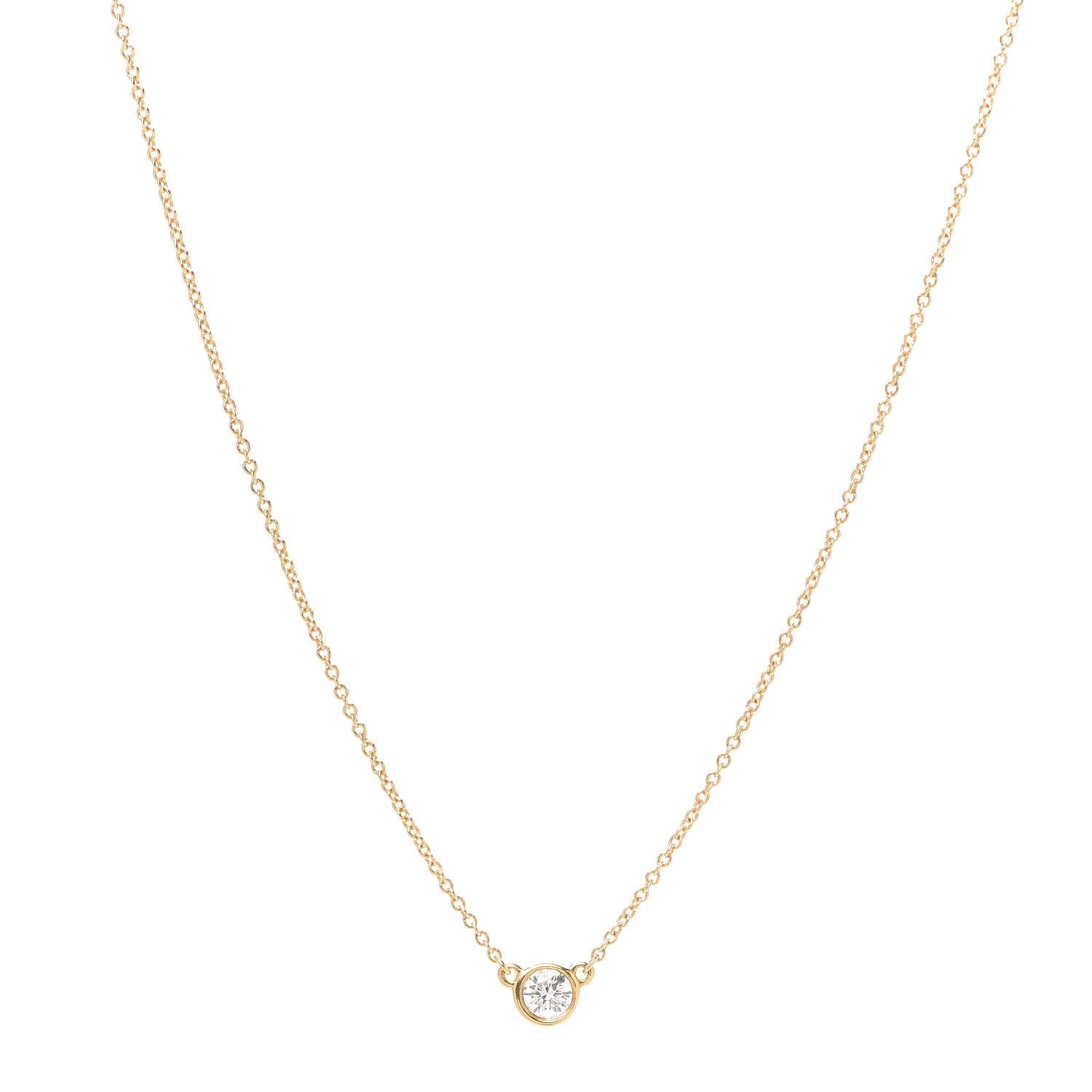 Tiffany 18K Yellow Gold Diamond .17ct Elsa Peretti Diamonds by the Yard Pendant Necklace 1 of 5