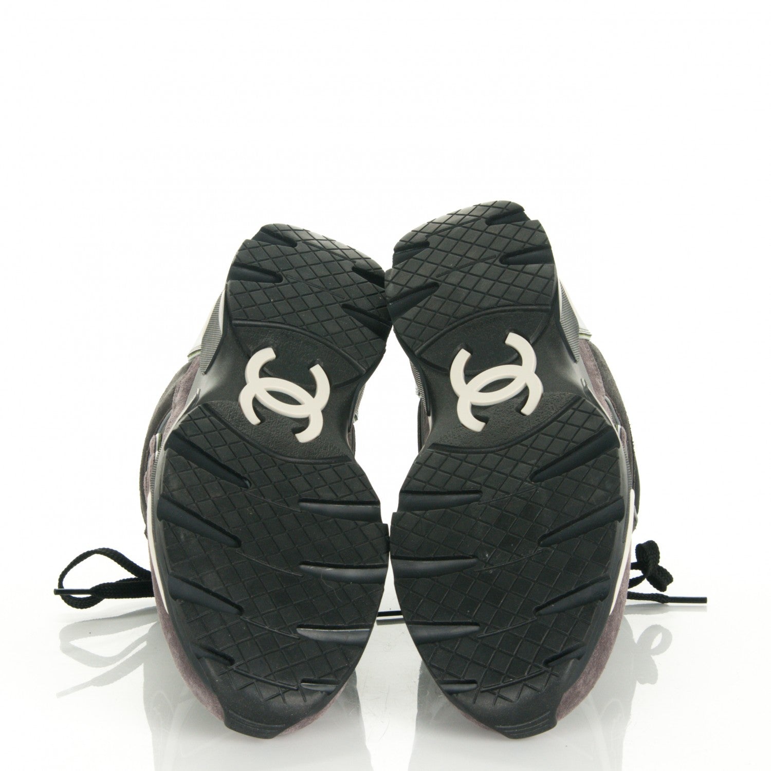 Chanel Suede Calfskin CC Sneakers 40 Black Gray 5 of 7