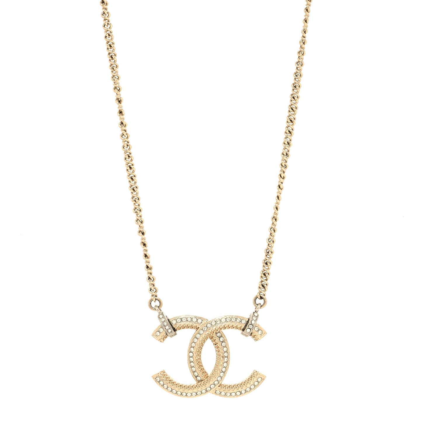 Crystal Logo CC Chain Necklace Gold
