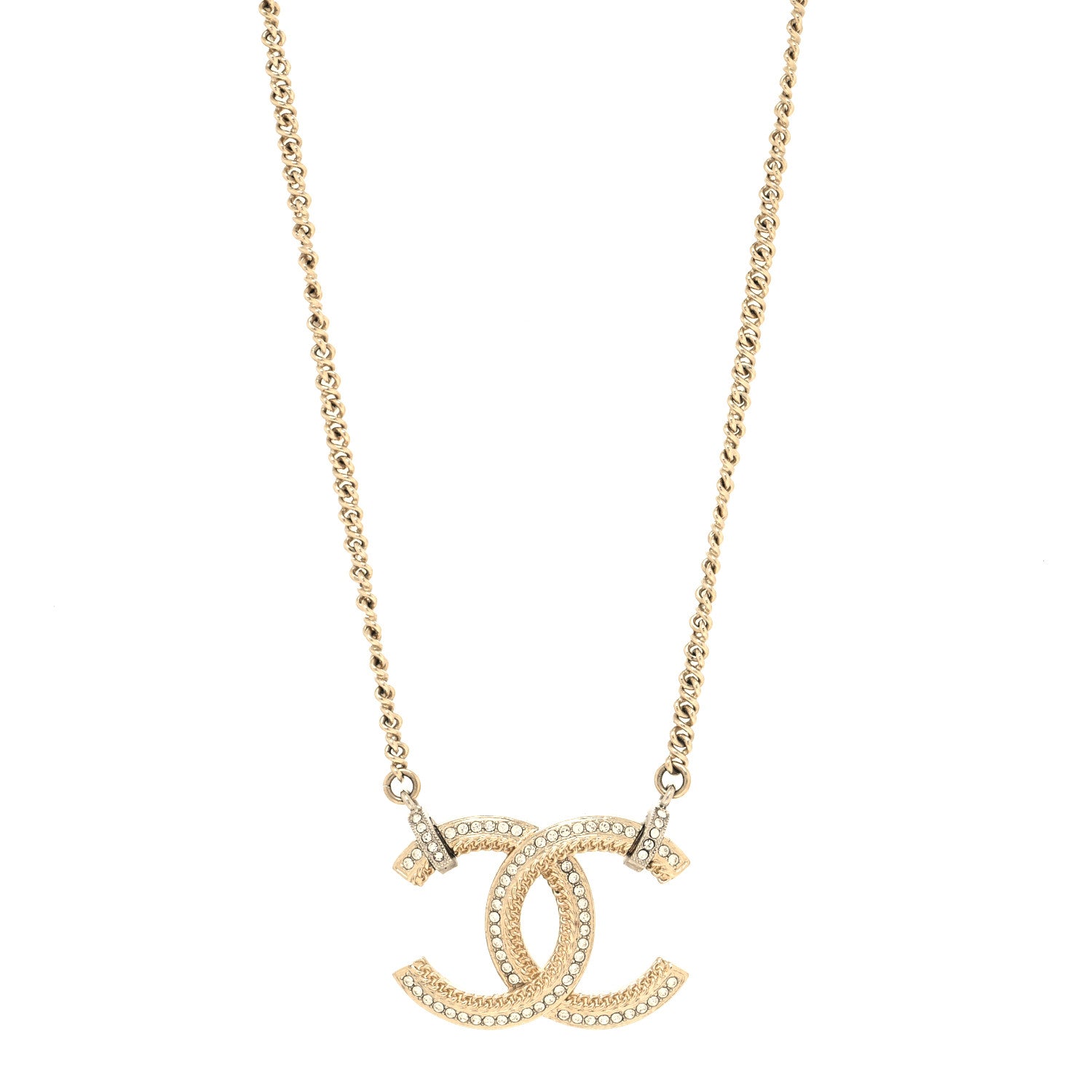 Chanel Crystal Logo CC Chain Necklace Gold 1 of 5