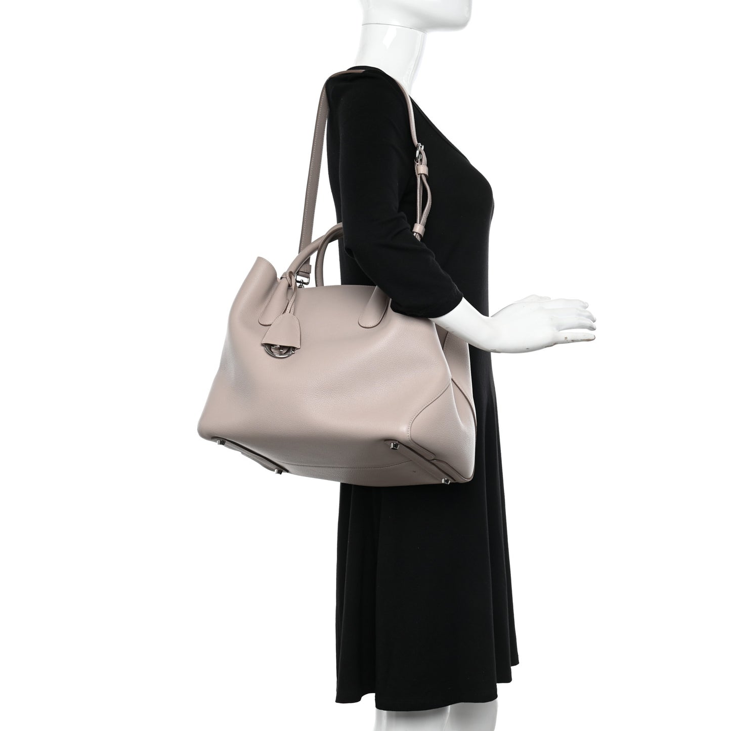 Supple Grained Calfskin Large Open Bar Tote Rose Poudre