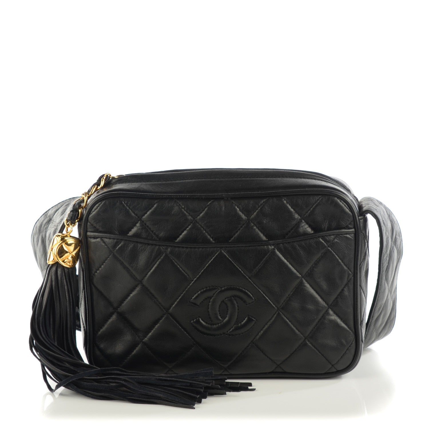 Chanel Lambskin Quilted Tassel Camera Case Black 1 of 8