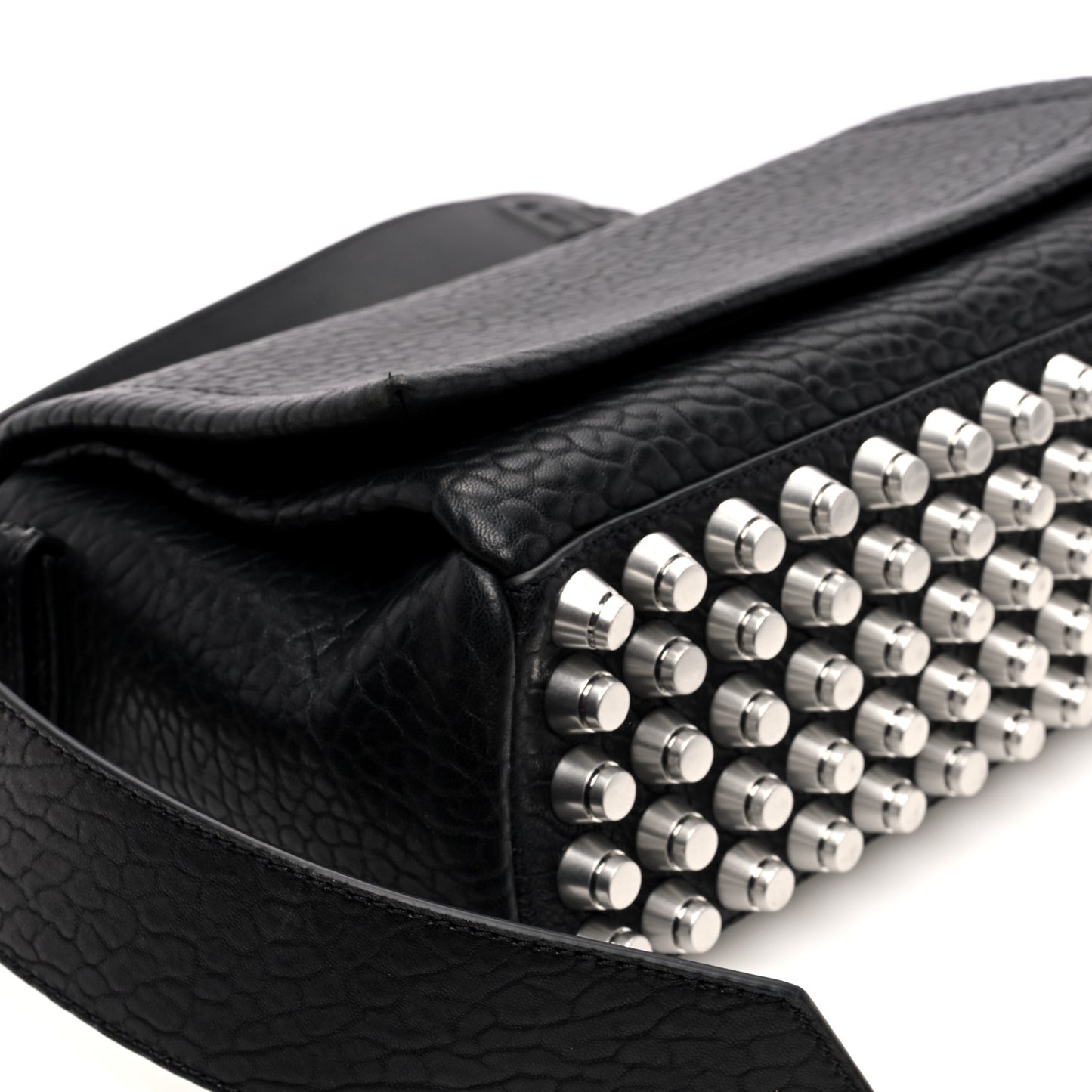 Pebbled Lambskin Medium Ricco Flap Bag Black
