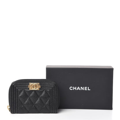 Chanel Caviar Quilted Boy Zip Around Coin Purse Wallet Black 8 of 8
