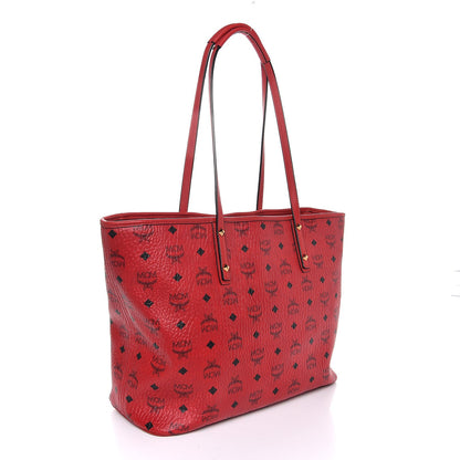 MCM Visetos Medium Anya Shopping Tote Red 3 of 8