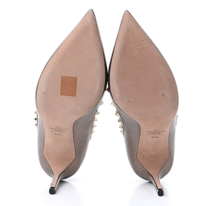 Valentino Garavani Metallic Pebbled Calfskin Rockstud 85mm Pumps 40.5 Sasso Poudre 5 of 9